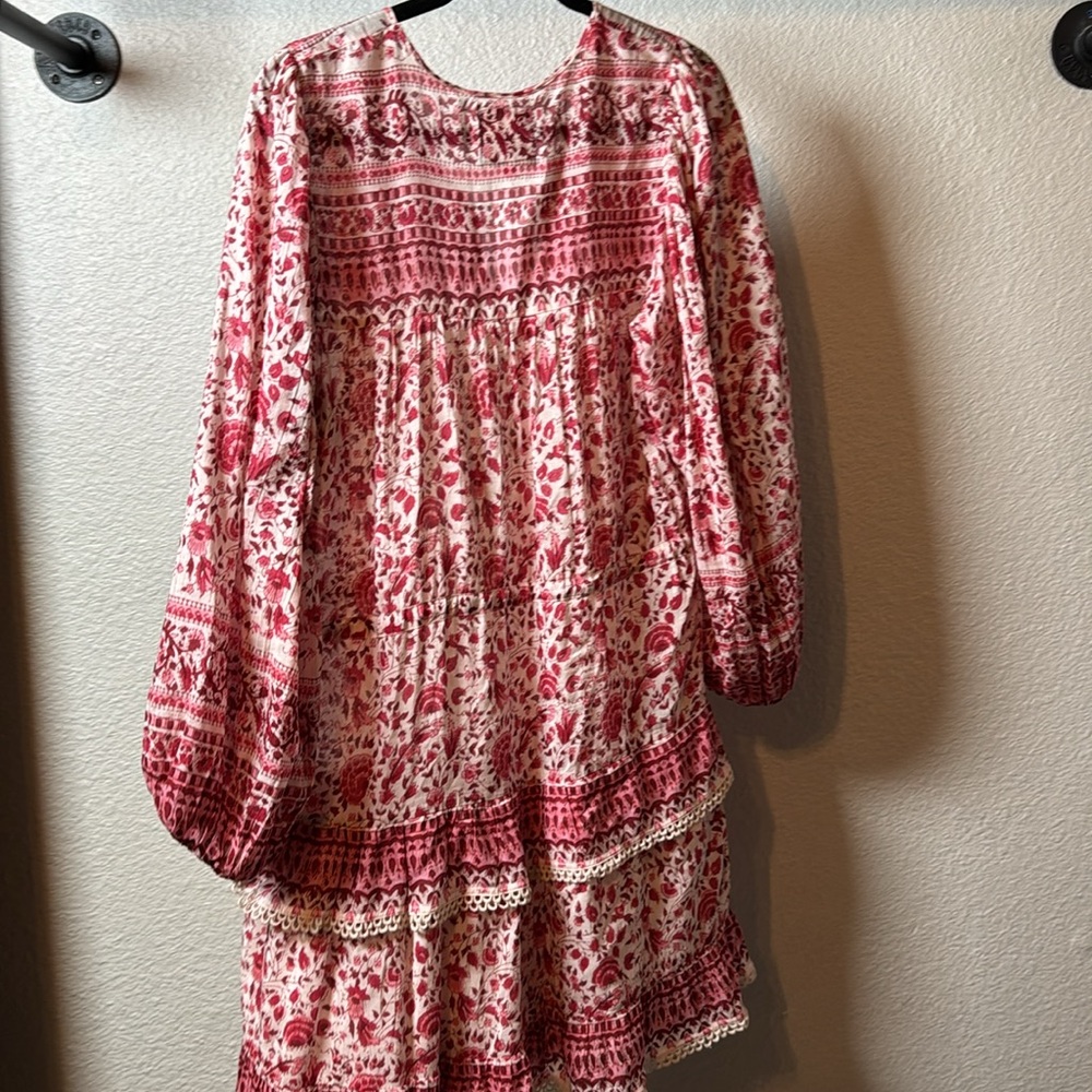 Bell By Alicia Bell Ari Paisley Floral Peasant Tiered Mini Dress in Red Floral - Picture 9 of 9